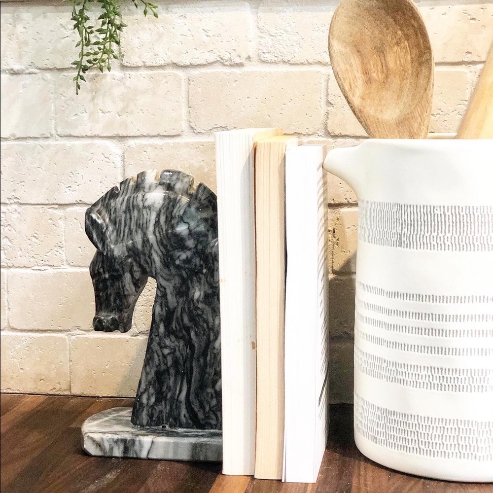 -SOLD- Marble Horse Bookends
